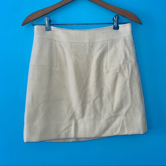 J. Crew Wool Beige Tan Cream Skirt Mini Pencil Winter 0 Trendy - Picture 2 of 11